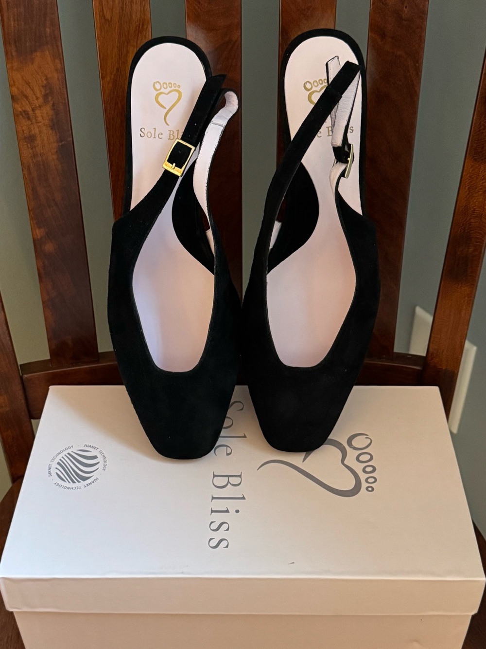 Sole Bliss Verity Black Suede Slingback Heels Size 41 EU / 10 US New